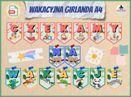 GIRLANDA "CZEKAMY NA WAKACJE" dekoracja na koniec roku szkolnego