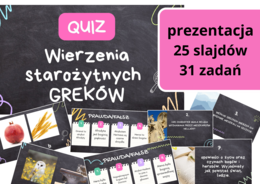 Quiz – Wierzenia starożytnych Greków/ Gotowa prezentacja edukacyjna z quizem dla klas 5–6 | Mitologia | Historia i język polski