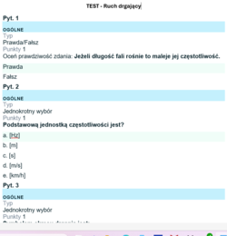 Test - ruch drgający