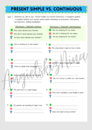 Present Simple vs. Present Continuous – przekształcanie zdań – ćwiczenia - zdania twierdzące – przeczenia – pytania – karta pracy