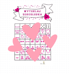 Walentynkowa zabawa rysunkowa z kostką - WYTURLAJ SERCOLUDKA
