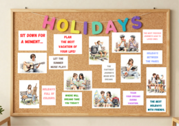 Holidays . School display board .  Gazetka szkolna Wakacje - wersja angielska