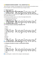 Dragon Hunter Academy: karta pracy + scenariusz lekcji A2+/B1