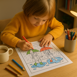 Kolorowanka „Deszczowe miasto”