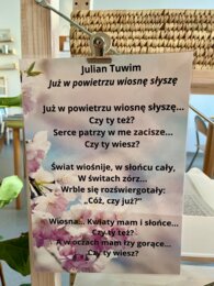 Wiersze o wiośnie - kolorowe karty tematyczne A4