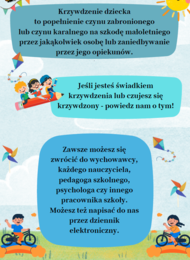 Standardy ochrony małoletnich -wersja graficzna dla dzieci młodzieży na gazetkę.