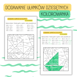 DODAWANIE UŁAMKÓW DZIESIĘTNYCH - kolorowanka