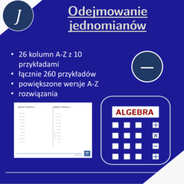 Odejmowanie jednomianów | matematyka, algebra | 26 kolumn