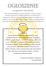 Ogłoszenie na egzaminie ósmoklasisty