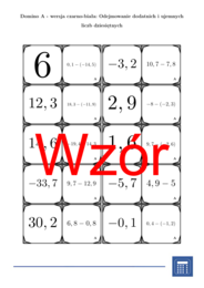 Domino - Odejmowanie dodatnich i ujemnych liczb dziesiętnych | matematyka