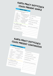 MEGA ZESTAW: Present Simple vs. Present Continuous - porównanie - czasy teraźniejsze - E8 - matura - wklejki = karty pracy - ćwiczenia - zadania - kartkówki - 3 zestawy speaking cards - mówienie - gry na Wordwall