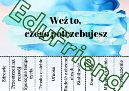 Weź to, czego potrzebujesz - MOTYWACJA-SELFCARE-WSPARCIE - 9 kart A4- odrywanki- całoroczne