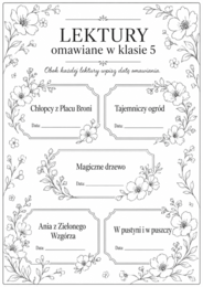 Lista lektur do klasy 5 (różne wersje) czarno-białe
