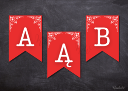 Święta Majowe - girlanda z pełnym alfabetem i cyframi: 1, 2, 3