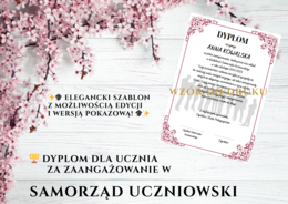 🏆 Dyplom dla Ucznia za Zaangażowanie w Samorząd Uczniowski — elegancki szablon z możliwością edycji 🎓✨