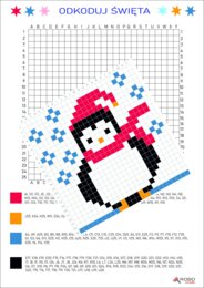 Zimowa kodowanka- święta, pingwin, kodowanie, dyktando graficzne średnio trudne