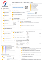 Junior Explorer 5 – Unit 4 – karta pracy