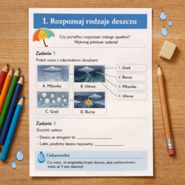 Karta pracy Rozpoznaj rodzaje deszczu