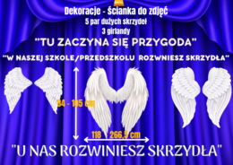 Dekoracje - ścianka do zdjęć - Skrzydła i napisy