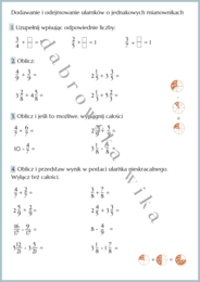 Dodawanie i odejmowanie ułamków o jednakowych mianownikach