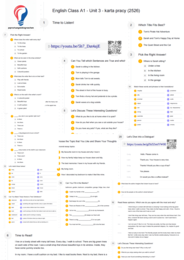 English Class A1 – Unit 3 – karta pracy