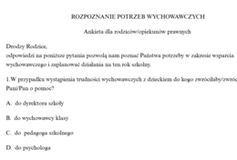 Ankieta dla rodziców badająca potrzeby wychowawcze