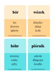 Ortograficzna zabawa typy Taboo - wyrazy z u/ó, ż/rz, h/ch