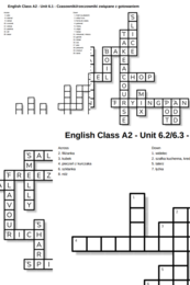 English Class A2 – Unit 6 – krzyżówki - Czasowniki_Rzeczowniki związane z gotowaniem/Preferencje_Opisywanie jedzenia/Out of class