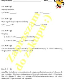 Kartkówka - dodawanie i odejmowanie w pamięci.