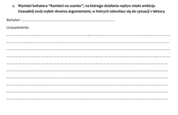 "Kamienie na szaniec" - sprawdzian po omówieniu lektury (3 wersje)