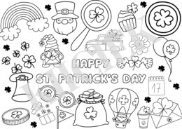 ST. PATRICK'S DAY - WIELKI PLAKAT/KOLOROWANKA; ŚWIETLICA, ZERÓWKA, PIERWSZA KLASA, PRZEDSZKOLE