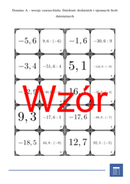 Domino - Dzielenie dodatnich i ujemnych liczb dziesiętnych | matematyka