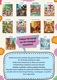 Angielski_Pakiet 10 Lekcji na 10 różnych tematów. Back to School_Halloween_Procrastinators - The Leaders of Tomorrow_National Education Day in Poland_Vegetarianism _European Day of Languages _The Cosy Side of Autumn_Thanksgiving Day Christmas Winter