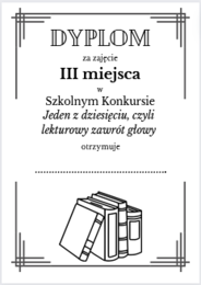 Dyplom 1 z 10 lektury kl. 7-8