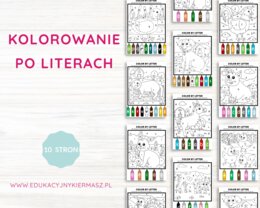 Kolorowanie po literach - zwierzęta na wsi