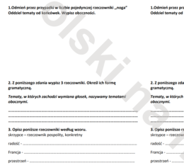 Kartkówka z rzeczownika