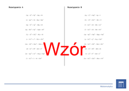 Wzór algebraiczny (A-B)^2, upraszczanie (liczby całkowite) | matematyka, algebra | 26 kolumn
