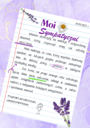 List polonistki do uczniów - początek roku szkolnego 2025, wklejka do zeszytu