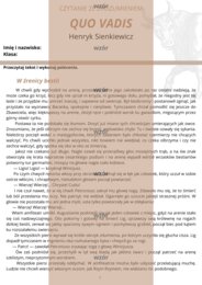 Quo vadis - czytanie ze zrozumieniem