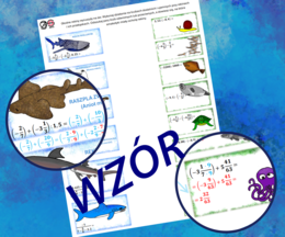 (klasa 7 klasa 8) Wyrażenia arytmetyczne z liczbami dodatnimi i ujemnymi oraz rekinami.