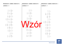 Odejmowanie ułamków dodatnich i ujemnych | matematyka | 26 kolumn