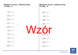 Mnożenie przez jednocyfrową liczbę | matematyka | 26 kolumn
