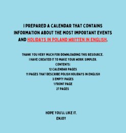 Kalendarz 2025 Polskie święta, wydarzenia i uroczystości opisane w j. angielskim+ miejsce na notataki