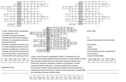 Logogryf na podsumowanie lekcji biologii w klasie 8 o podziałach komórkowych