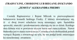 DYKTANDO (TRADYCYJNE, CHODZONE, BIEGANE) NA PODSTAWIE "ZEMSTY" ALEKSANDRA FREDRY