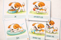 Karty obrazkowe: Co robi Reksio?