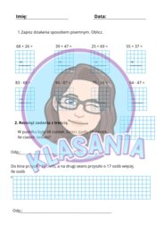 Kartkówka / Karta pracy – Dodawanie i odejmowanie pisemne Klasa 3