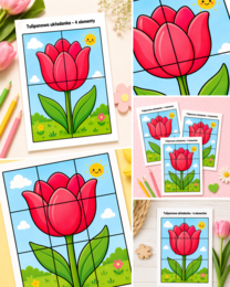 Tulipanowa układanka 4 elementy / 6 elementów / 9 elementów