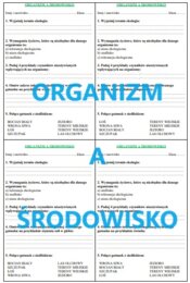 ORGANIZM A ŚRODOWISKO - KARTKÓWKA