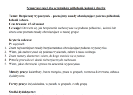 Scenariusz zajęć dla uczestników półkolonii, kolonii i obozów